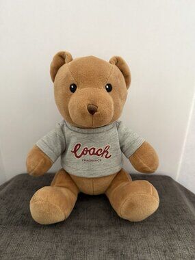 COACH Fragrance Teddy Bear 10” Limited Edition Collectible Gray Shirt